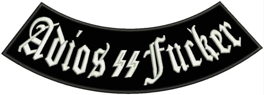 ADIOS SS Rocker Patch - Embroidered Biker Patch for Vest Veteran Patches