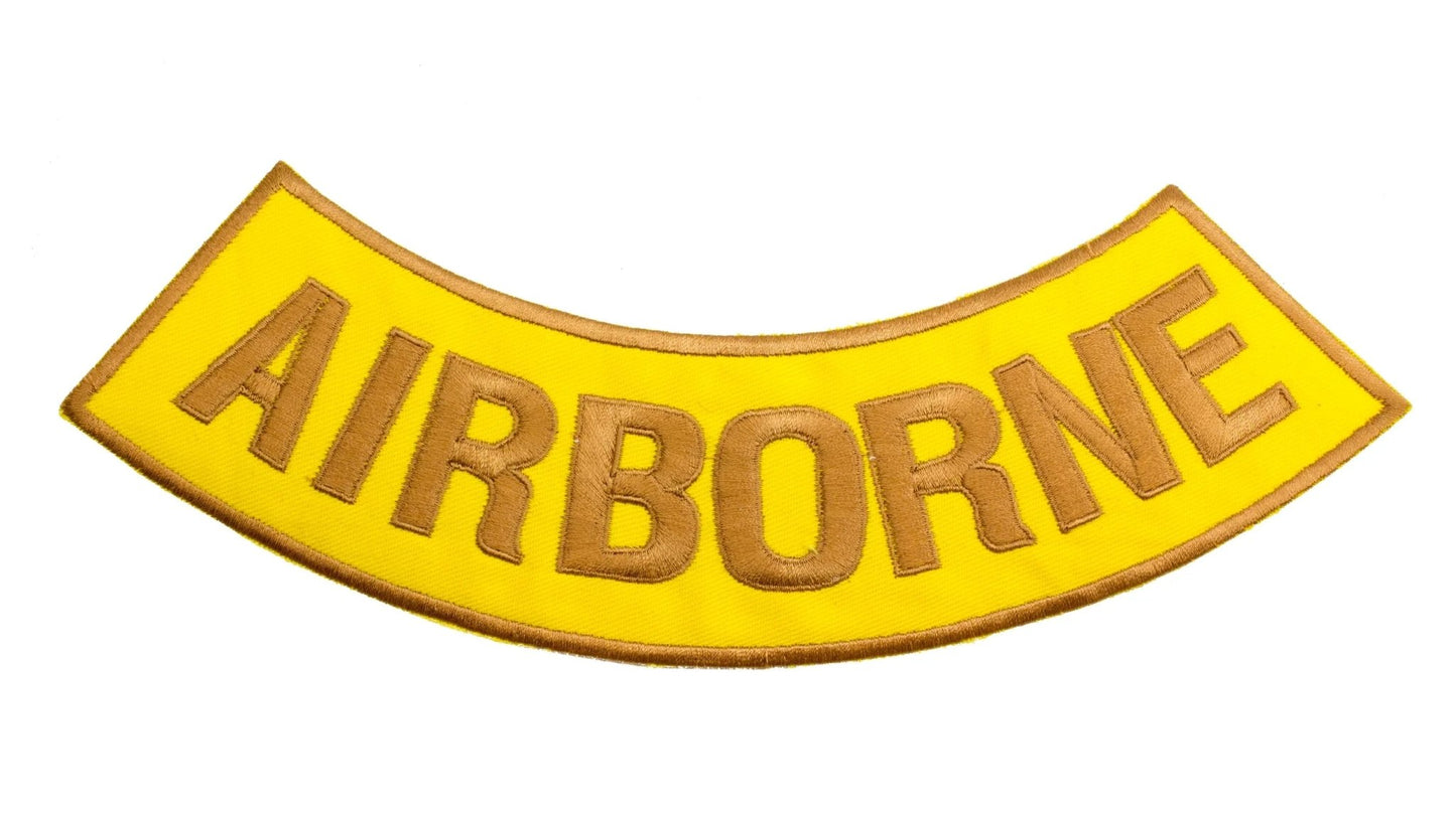 Air Born Gold Rocker Patch - Embroidered Biker Patch for Vest Veteran Patches