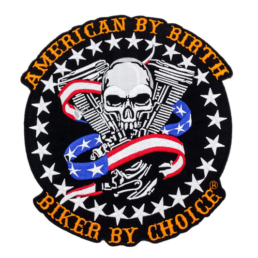 American by Birth Biker by Choice Center Patch - Motorcycle Biker Patch Veteran Patches