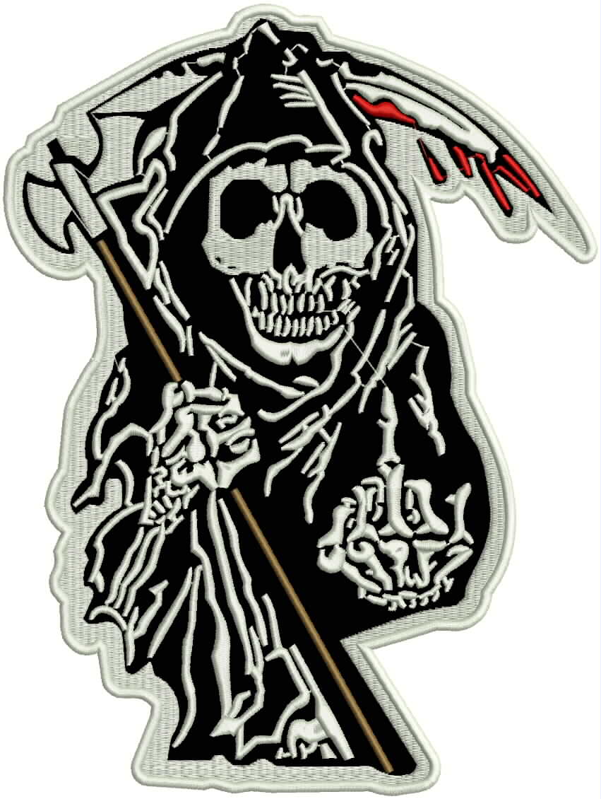 Anarcy Reaper Round Center Patch - Motorcycle Biker Patch Veteran Patches