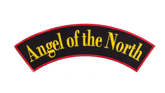Angel of the North Yellow Rocker Patch - Embroidered Biker Patch for Vest Veteran Patches