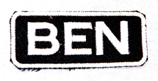 BEN Name Tag Patch - White on Black Embroidered Biker Patch Veteran Patches