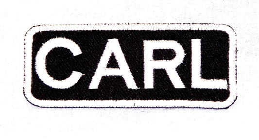 CARL Name Tag Patch - White on Black Embroidered Biker Patch Veteran Patches