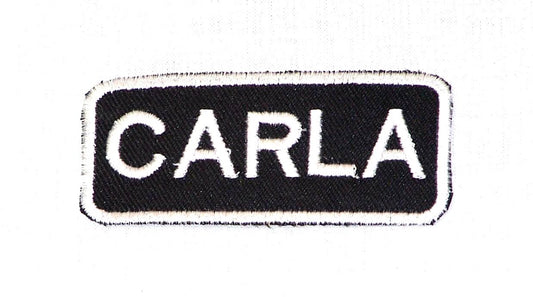 Carla Name Tag Patch - White on Black Embroidered Biker Patch Veteran Patches