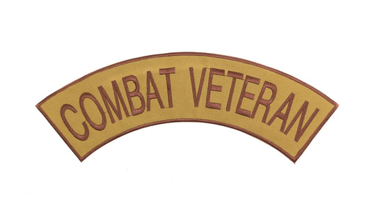 Combat Veteran Brown on Gold Military Rocker Patch - Veteran Biker Patch Veteran Patches