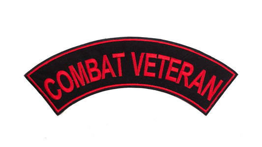 Combat Veteran Red Border Military Rocker Patch - Veteran Biker Patch Veteran Patches