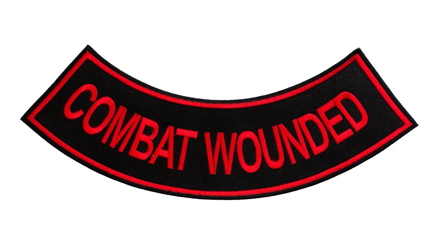 Combat Wounded Red Border Military Rocker Patch - Veteran Biker Patch Veteran Patches