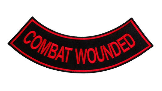 Combat Wounded Red Border Military Rocker Patch - Veteran Biker Patch Veteran Patches