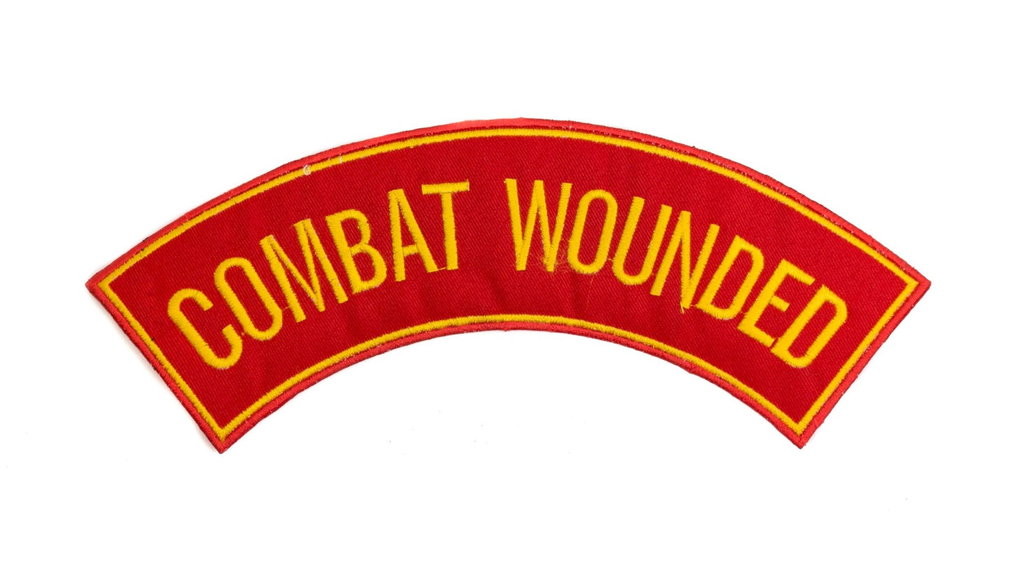 Combat Wounded Yellow Border Military Rocker Patch - Veteran Biker Patch Veteran Patches