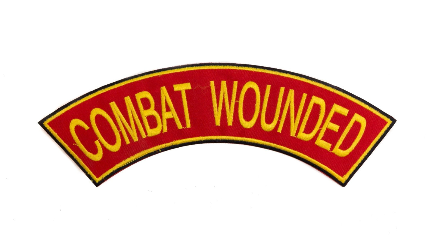 Combat Wounded Yellow with Black Border Military Rocker Patch - Veteran Biker Patch Veteran Patches