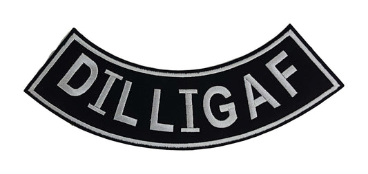 Dilligaf Rocker Patch - Embroidered Biker Patch for Vest Veteran Patches