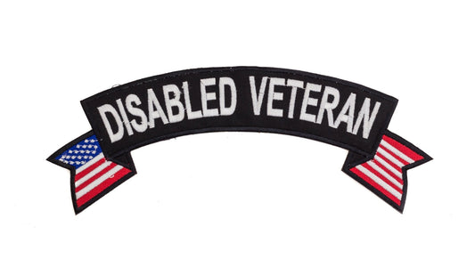 Disabled Veteran White Banner Military Rocker Patch - Veteran Biker Patch Veteran Patches