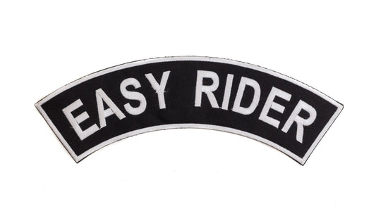 Easy Rider White Border Rocker Patch - Embroidered Biker Patch for Vest Veteran Patches