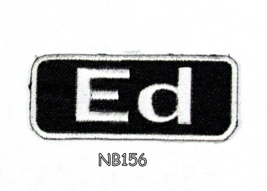 Ed Name Tag Patch - White on Black Embroidered Biker Patch Veteran Patches