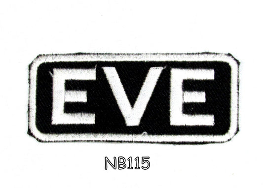 Eve Name Tag Patch - White on Black Embroidered Biker Patch Veteran Patches