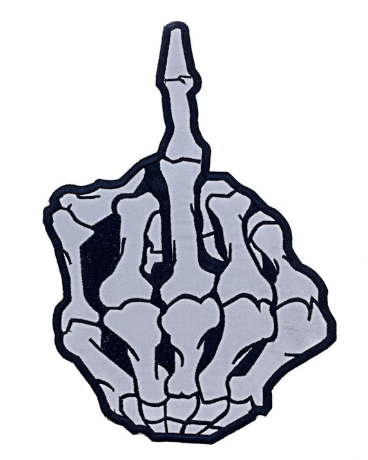 Flipping Finger Reflective Center Patch - Motorcycle Biker Patch Veteran Patches