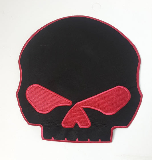 Half Skll Red on Black Center Patch - Motorcycle Biker Patch Veteran Patches