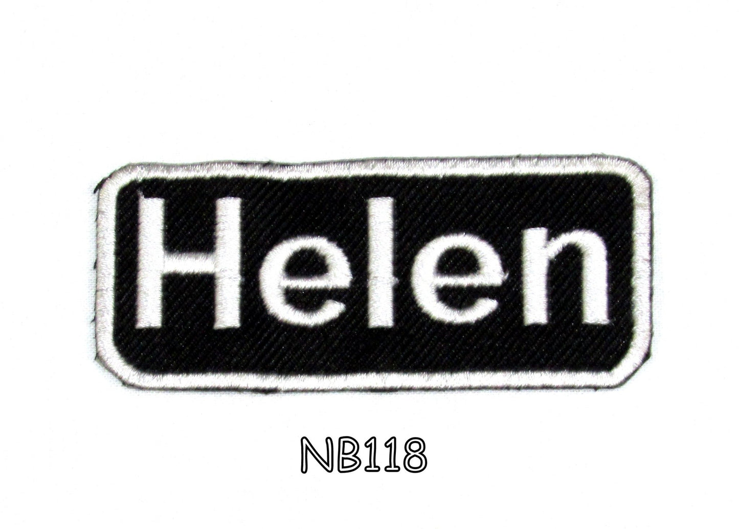 Helen Name Tag Patch - White on Black Embroidered Biker Patch Veteran Patches