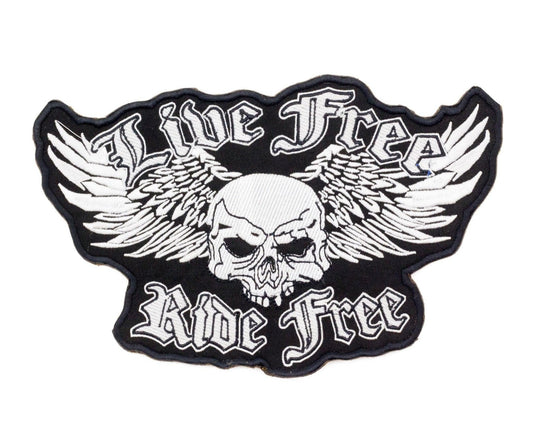 Live Free Ride Free Skull Center Patch - Motorcycle Biker Patch Veteran Patches