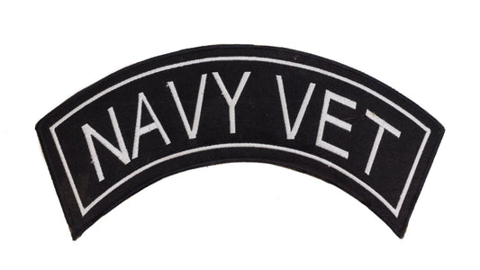 Navy Vet White Border Military Rocker Patch - Veteran Biker Patch Veteran Patches