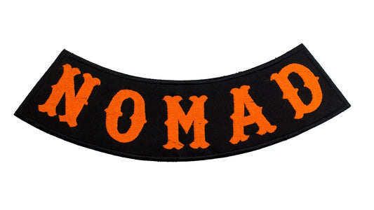 Nomad Orange on Black Rocker Patch - Embroidered Biker Patch for Vest Veteran Patches