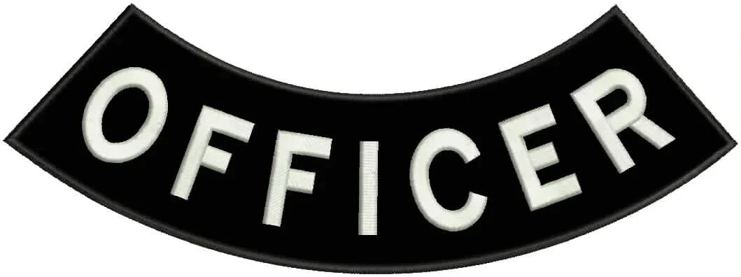 Officer Round Border Rocker Patch - Embroidered Biker Patch for Vest Veteran Patches