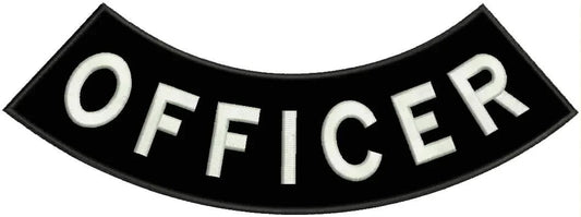 Officer Round Border Rocker Patch - Embroidered Biker Patch for Vest Veteran Patches