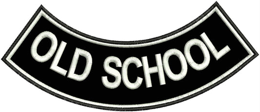 Old School Bold Border Rocker Patch - Embroidered Biker Patch for Vest Veteran Patches