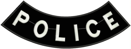 Police Round Border Rocker Patch - Embroidered Biker Patch for Vest Veteran Patches