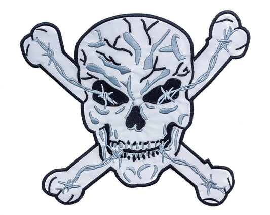 Reflective Cross Bones Skull Center Patch - Motorcycle Biker Patch Veteran Patches