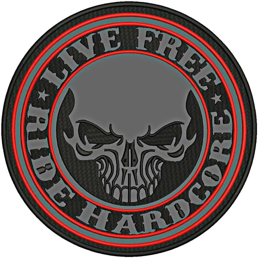 Reflective Red on Black Round Center Patch - Motorcycle Biker Patch Veteran Patches