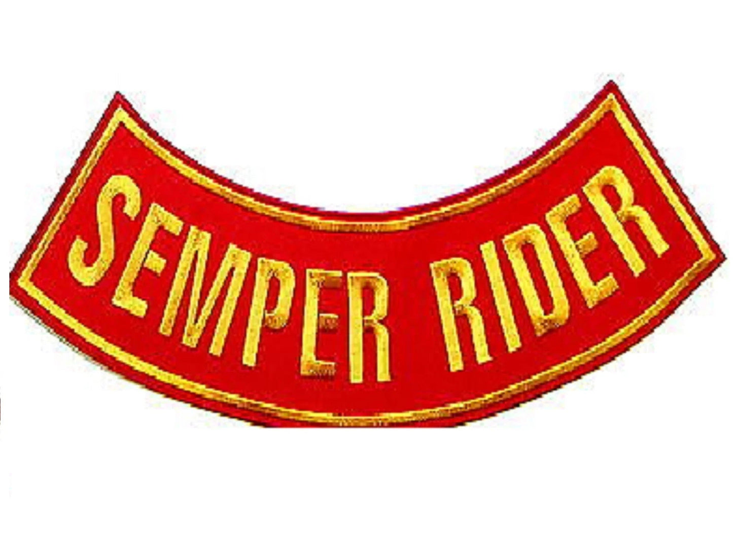Semper Rider Yellow on Red Military Rocker Patch - Veteran Biker Patch Veteran Patches