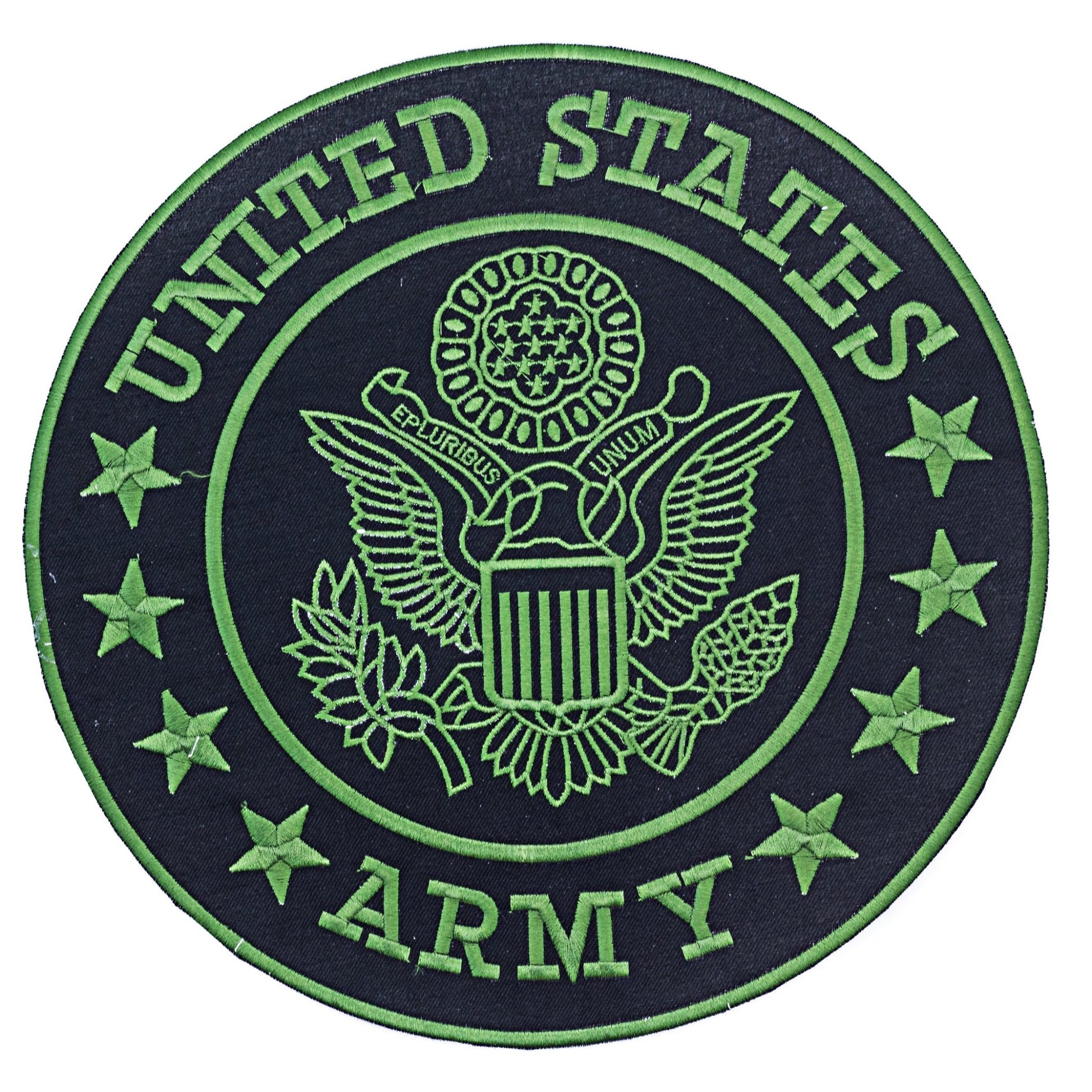 United States Army Green on Black Round Military Center Patch - Veteran Biker Patch Veteran Patches