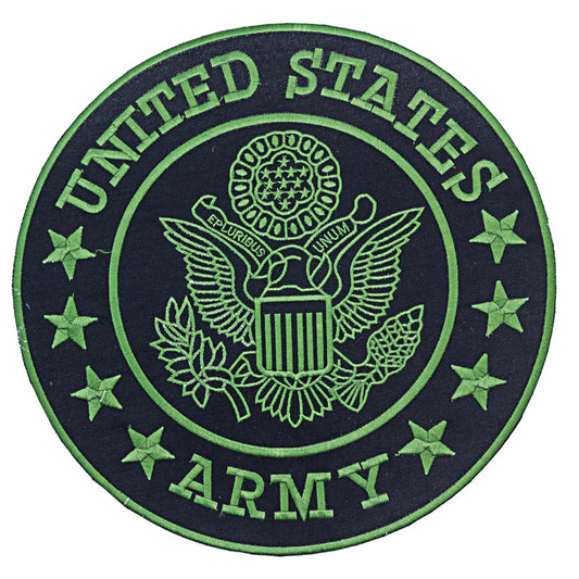 United States Army Green on Black Round Military Center Patch - Veteran Biker Patch Veteran Patches