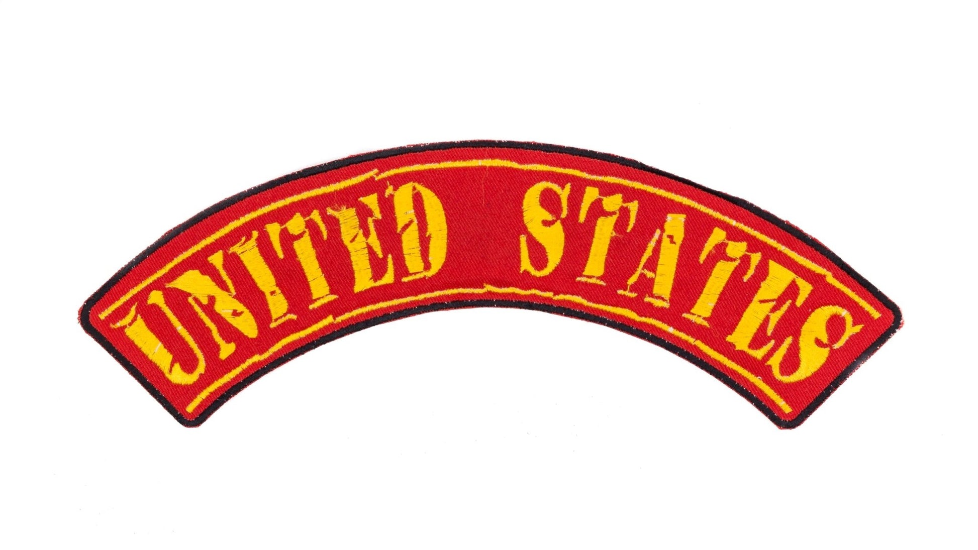 United States Yellow on Red Rocker Patch - Embroidered Biker Patch for Vest Veteran Patches