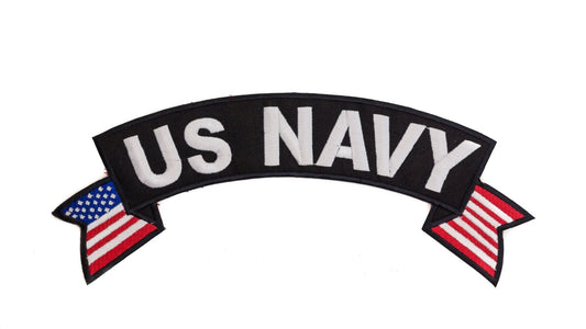U.S Navy White Banner Flag Military Rocker Patch - Veteran Biker Patch Veteran Patches