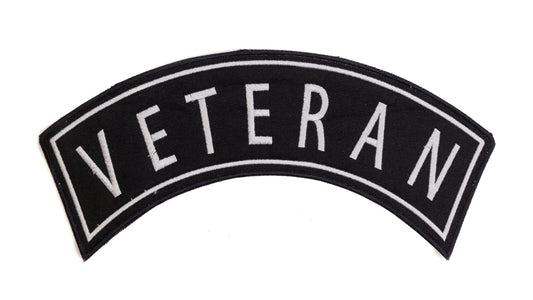 Veteran White Border Military Rocker Patch - Veteran Biker Patch Veteran Patches