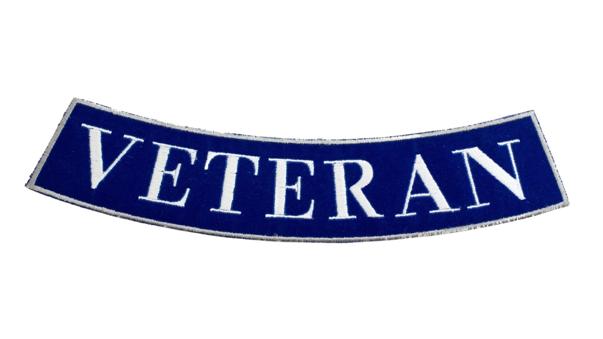 Veteran White on Dark Blue Military Rocker Patch - Veteran Biker Patch Veteran Patches