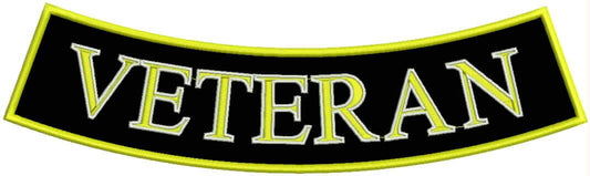 Veteran Yellow on Black Military Rocker Patch - Veteran Biker Patch Veteran Patches