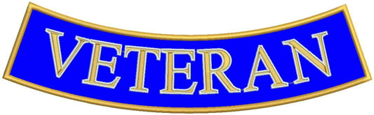 Veteran Yellow on Blue Military Rocker Patch - Veteran Biker Patch Veteran Patches