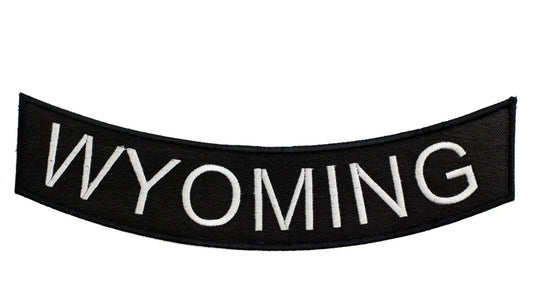 Wyoming Rocker Patch - Embroidered Biker Patch for Vest Veteran Patches